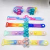 Prevalent Push Bubble Fidget Armbanden Speelgoed Sensory Ring Macaron Tie Dye Decompressie Sleutelhanger Puzzel Pers Vinger Stress Armband Polsband Voor Kindercadeau