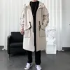 Męskie płaszcze Mężczyźni Kurtki z kapturem Harajuku Windbreaker Pocket Płaszcz Mężczyzna Casual Znosić Hip Hop Streetwear Długi Płaszcz