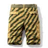Sommar Overaller Shorts Men Cool Camouflage Bomull Casual Striped 5-Point Pants 210716