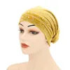 Bonnet hijabs en velours doré couleur unie pour femmes foulard musulman bonnet turban avec perceuse intérieur hijab sous-écharpe casquettes