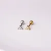 Fashion zircon heart-shaped screw ball studs stainless steel thin rod piercing jewelry