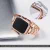 Diamond Cases + Imitation Jewel Watchband cinghie per apple orologio da 41 mm 45mm 40mm 42mm 38mm Accessori Bling Bling Brammy Protector Cover IWatch Series 7 6 5 4 3 2 1 SE Watchband