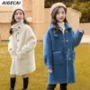 Детские пальто для девушки осень зима 2020 мода подросток девушки из искусственной норки кашемировое пальто дети поддельных мех пальто новая теплая куртка H0909