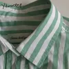 Yitimuceng Gestreifte Bluse Frauen Button Up Casual Shirts Langarm Unicolor Grün Frühling Sommer Koreanische Mode Tops 210601