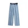 Jeans à jambes larges femmes haute rue mode Denim bleu pantalon pleine longueur Simple pantalon droit ample dames décontracté 210515