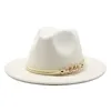 Wide Brim Simple Church Derby Top Hat Panama Solid Felt Fedoras Hats For Men Women Artificial Wool Blend