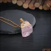 Collane con ciondolo Ciondoli Gioielli Ciondolo Sier Aessories Natural Irregar Shape Gemstone Rose Quartz Healing Crystal Collana Unshaped Amet