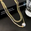 50%rabatt på ankomst Pearl Pendant Double Necklace Gold Plate Chain for Women Jewelry Discount243H