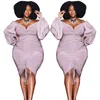 Kvinnors Klänning Sexig Bodycon Draped High Waist Vintage Lila Klänningar Fall Långärmad Plus Size Kjol Partihandel Dropshipping