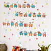 Wall Stickers 2 Sheets Cartoon Train Modeling Alphabet Decals Decorative