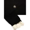 Costume de jupe à tricoter noire pour femme Vintage Pull Cardigan Manteau en dentelle + Taille haute Jupe plissée en laine chaude Ensemble d'hiver deux pièces 210619