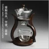 Heat-resistant glass tea set magnetic water diversion rotating cover bowl semi-automatic maker lazy pot Kungfu 210813