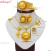 Adixyn NOUVEAU Pendentif bijoux érythréen/collier/boucles d'oreilles/bague/bracelets/chaîne de cheveux pour femmes couleur or cadeaux de mariage africains N06152 H1022