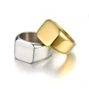 Cool Blank Men's Finger Rings Sliver And Gold Couleur Forme Carrée En Acier Inoxydable Chevalière Anneau Pour Hommes Prix De Gros