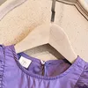 女の子のための紫色の子供の女の子の袖夏の服女の子の子供の服女の子の女の子のビーチプリンサブ2021 x0803