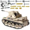 WW2 Militaire 608pcs Allemand Weasel Tank Modèle Building Block Auto-anti-char Arme Armée Soldat Briques Ensembles Enfants Jouets Cadeaux X0503