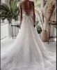 Backless 2021 Boho Trouwjurk Kant Geappliceerd Zomer Strand Gewaad Bruidsjurken Spaghettibandjes Tulle Loves Outdoor Lady Huwelijk 273h