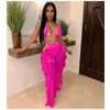 Women's Tracksuits HAOYUAN Mesh Sheer Beach Two Piece Set with Panties Women Sexy Bra Crop Top and Pant Swimwear 2 Piece Club Outfits Matching Sets P230320