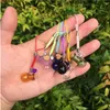 Bottles Lamp Shape Pendants Mini Bell Bracelets with Key Chains Jars Glass Wedding Gift Mixed Color 70pcshigh qty