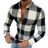 Män Casual Långärmad Button Down Plaid Shirt Slim Fit Muscle Dress Shirts Tops Mäns mode Vintage 210626