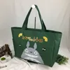 Söt totoro stor storlek skolbok canva förpackningspåse grå gröna studen handväskor, behållare mor reser shopping väskor 50x14x38cm