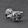 Purple Zircon Cufflinks Formal Business Suit Shirt Cuff Link Button Clip for Women Men Fashion Jewelry Will and Sandy Gift