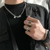 Anillo hueco cuadrado ins minimalista 2021 para hombre, personalidad de hip hop frío, dedo índice retro, accesorios de acero de titanio