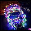 Bunte Weihnachtsfeier Glühende Halloween-Krone-Blumen-Stirnband-Frauen-Mädchen-LED-Licht-Haarband-Girlanden 7Ggpu Blinkendes Geflecht Waeur