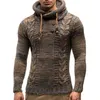 Mäns Mode Solid Färg Sticka Hooded Sweaters O-Neck Långärmad Slim Fit Pullover Toppar Höst Vinter 211102