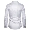 Mens Casual Luxury Print Dress Shirts Märke Mandarin Collar Paisley Jacquard Slim Shirt Party Wedding Club Social Shirt Vit 210522