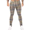 Mannen Chinos Broek Skinny Super Stretch Chino Broek Slim Fit Heren Casual Pant Plaid Elastische Taille London Mode ZM397