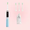 Brosse à dents électrique sonique à affichage OLED 2800Mah charge magnétique sans fil IPX7 nettoyeur de dents étanche avec tête de brosse 4 - rose