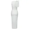 Bandage Dress Sexy Ruffles Bodycon Party Club Celebrity White Women Spring Summer Clothes 210515