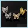 Hoop & Hie Jewelrycopper Womens Butterfly Stud Earrings Diamond Inlay Gold Sier Fine Jewelry Middle East Gift Drop Delivery 2021 Zaw3Y
