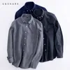 Ushark flanel gestreept shirt voor mannen blouse lange mouw casual shirts mannelijke katoenen zakelijke formele zwarte jurk shirts Stijlvolle 210603