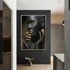 Menina negra decorativa moderna Pôsteres Pinturas de lona para sala de estar, quadro de parede da parede impressões de lona sem