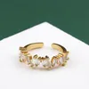 925 Sterling Silver Rings for Women Zircon V Gold Color Vintage Wedding Trendy Jewelry Stora justerbara antika ringar Anillos Q0702165192