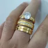 3sts Love Alliance 18k Gold Plated Solitire Bröllopsförlovningsringar Set för män och kvinnor Eternity Proposal Ring CZ Diamond7267713