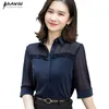 Yarım Kollu Gömlek Kadın Şifon Yaz Yeni Moda Mizaç Resmi Bluzlar Ofis Bayanlar Artı Boyutu Çalışma Tops 210317