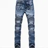 Jeans da uomo Fashion Brand Designer Strappato Biker Uomo Distressed Moto Denim Joggers Washed Pleated Jean Pants Nero Blue1