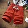 M-9XL 100% Cotton Shorts Men Summer Solid Casual Cargo Plus Size 9XL Beach Linen Boardshort 5 210629