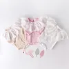 Bébé Enfants Vêtements de marque Automne Romper Manches longues Big Col de dentelle Solide Couleur Design Combinaisons Vêtements 100% coton Fille Garçon Barboteuses 512 K2