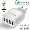 Adattatore per caricabatterie USB da parete con presa rapida mobile EU / US a 4 porte Quick Charge 3.0 per dispositivi intelligenti 5 colori
