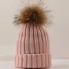 Dankeyisi mode kvinnor hatt päls pom Skullies Meanies Caps Real Raccoon Fur Pompom Beanie hattar för tjock kvinnlig keps 211229