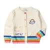 Cardigan lavorato a maglia per bambini Cappotto per neonata Carino nuvole con motivo arcobaleno Vestiti in cotone Ragazzi ted 210521