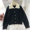 Korobov Winter Korean Sweet Women Cardigans Escritório Coreano Senhora Senhora Defesa Coleira De Manga Longa Camisola Estilo Preppy Sueter Mujer 210430