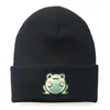 Berets Cute Cartoon Froggie Wool Hat With Ear Flaps Skullies Beanies Frog Embroidered Knitted Student Pullover Winter Head Hood