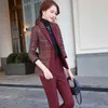 Boliyae herfst winter vrouwen blazers en broek 2 stuk pakken elegante plaid jas jas zakelijke formele professionele broek sets 210927