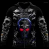 Mäns Hoodies Sweatshirts Dark Skull Art 3d Allt Over Printed Hoodie För Män / Kvinnor Harajuku Fashion Retro Hooded Sweats Shirt Casual Jacka P