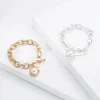 Armreif ORNAPEADIA Koreanische Modeschmuck Armband Für Frauen Frosted Handwerk Kette Perle Anhänger OT Schnalle Wild Großhandel